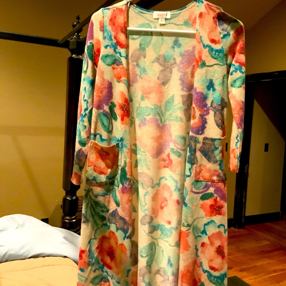 LuLaRoe girls floral Duster cardigan